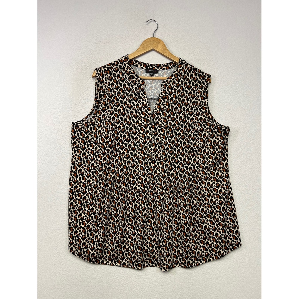 Animal Print Chic Cocomo Woman Women 2X Brown Leopard Sleeveless Blouse layering